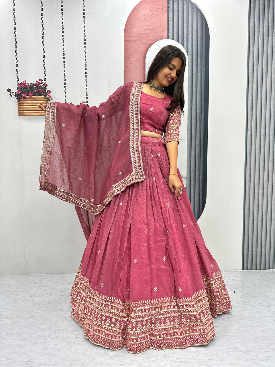 Ridhi’s Golden Charm Lehenga Choli