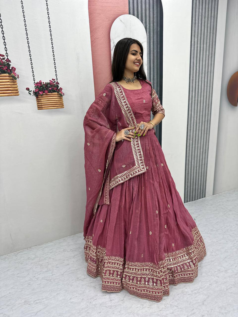 Ridhi’s Golden Charm Lehenga Choli