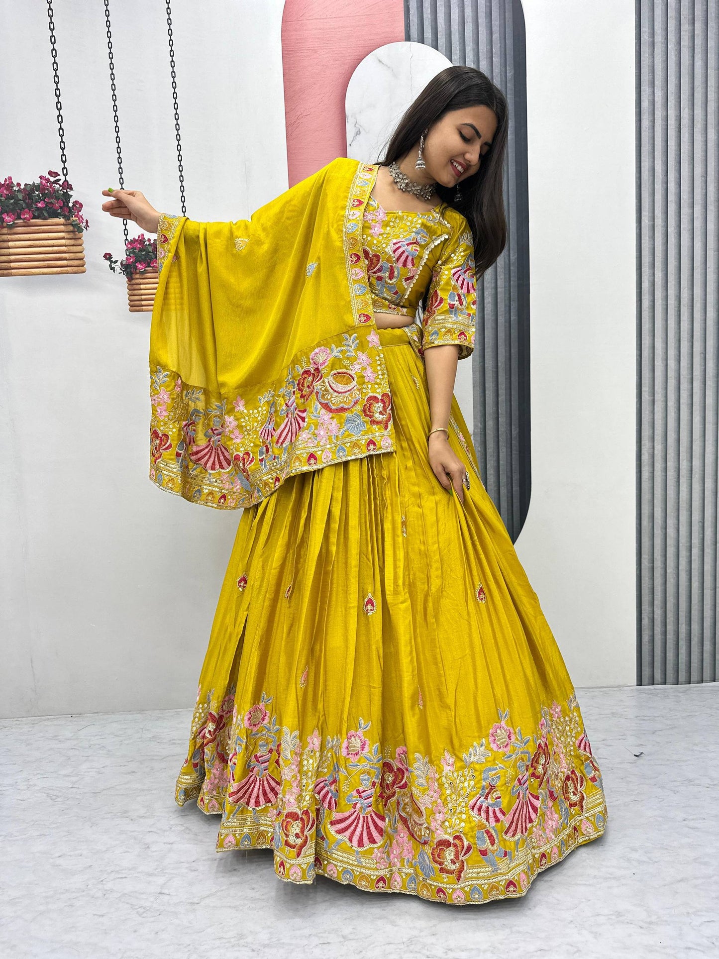 Aaradhya Sunshine Hand Embroidered Lehenga Choli