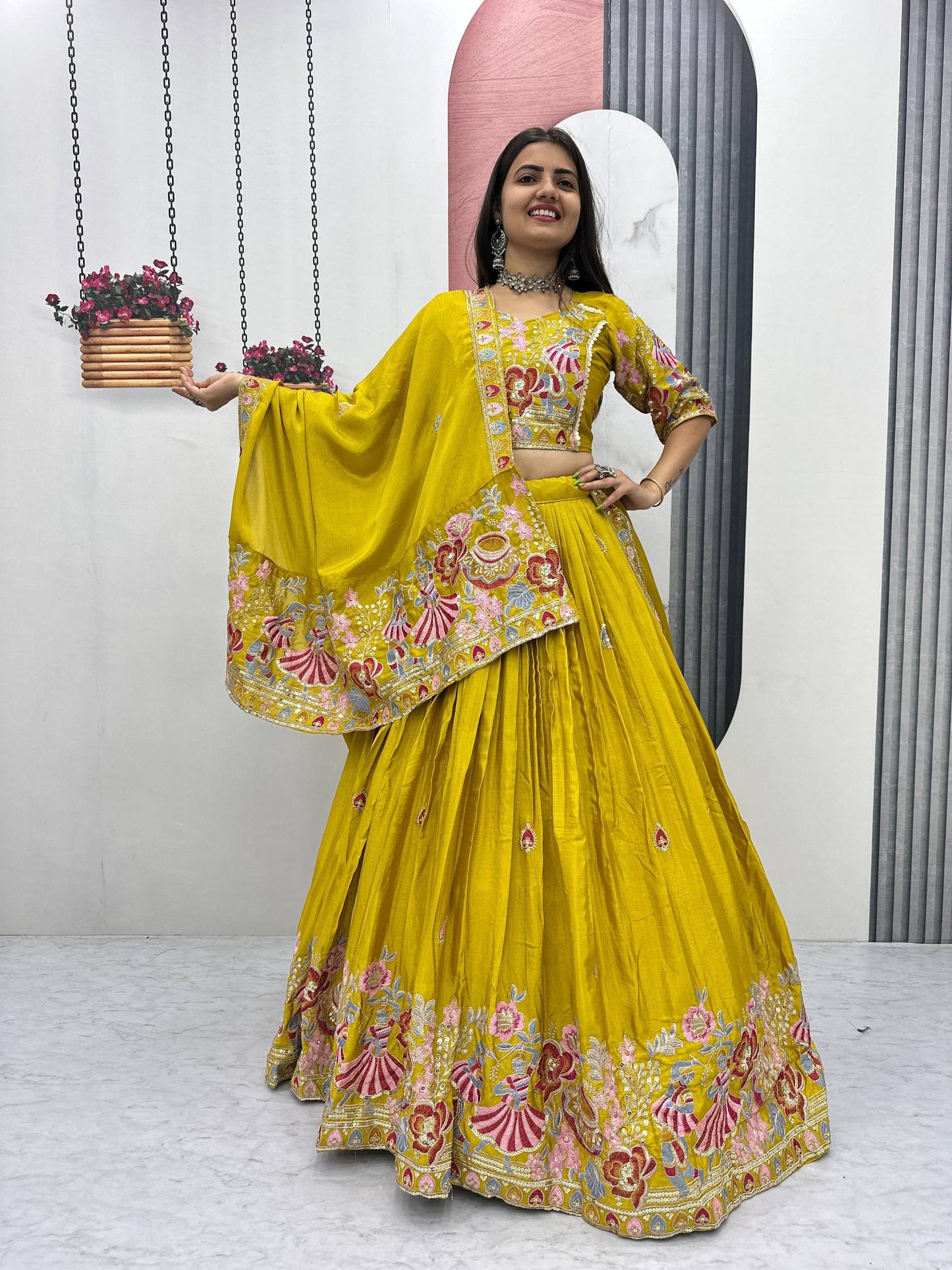 Aaradhya Sunshine Hand Embroidered Lehenga Choli