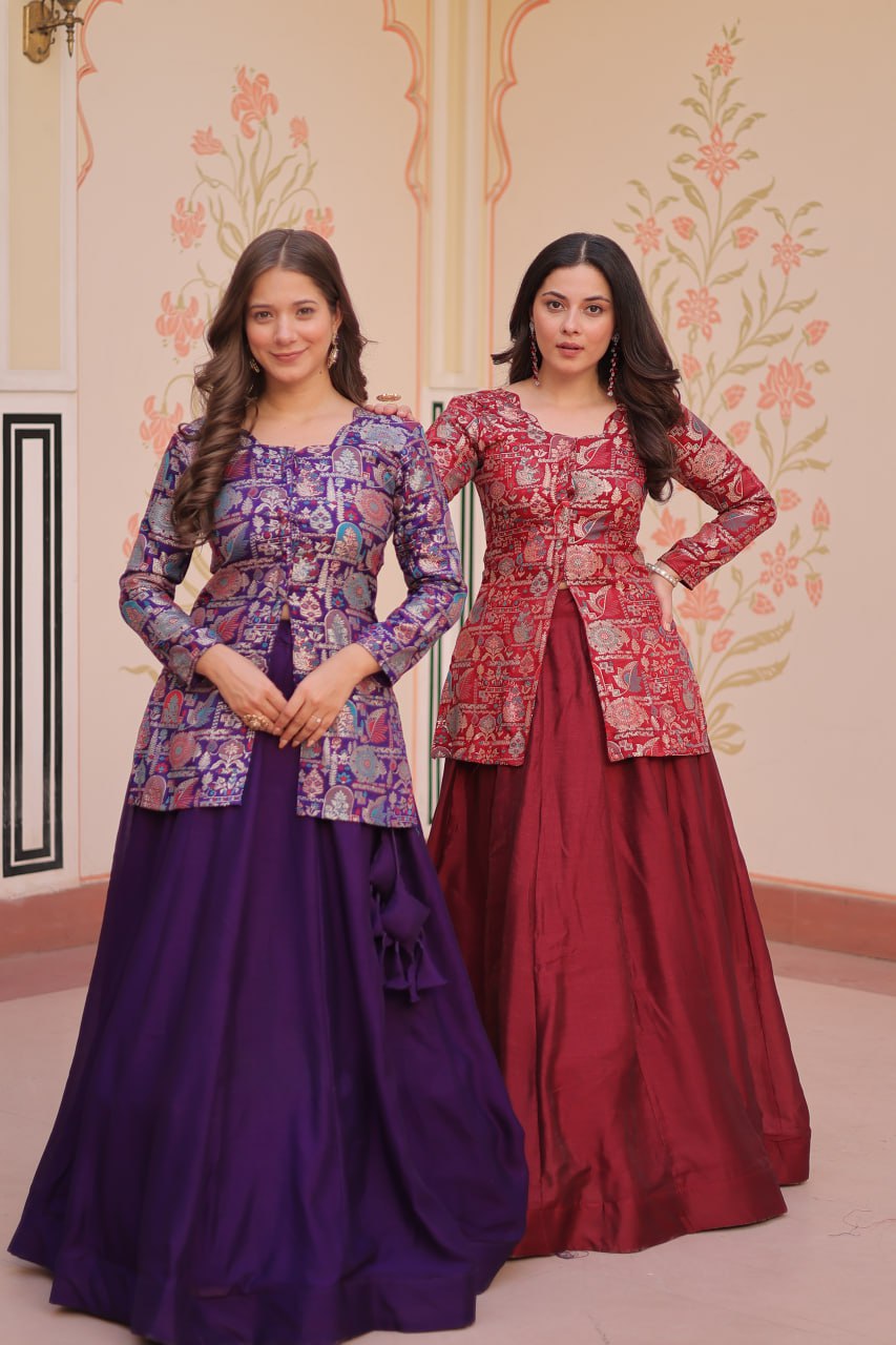 Vistara Elegance Indo Western Jacket Lehenga Set
