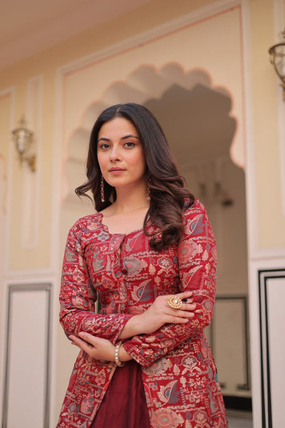 Vistara Elegance Indo Western Jacket Lehenga Set