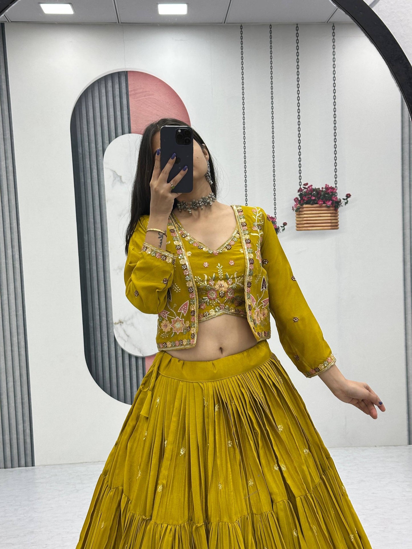 Sunlit Bloom Vibrant Yellow And Purple Ethnic Lehenga Set