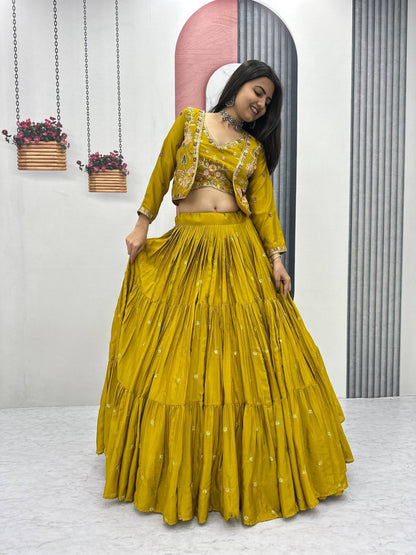 Sunlit Bloom Vibrant Yellow And Purple Ethnic Lehenga Set