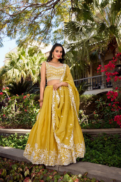 Aisha yellow Gold Crush Heritage Lehenga