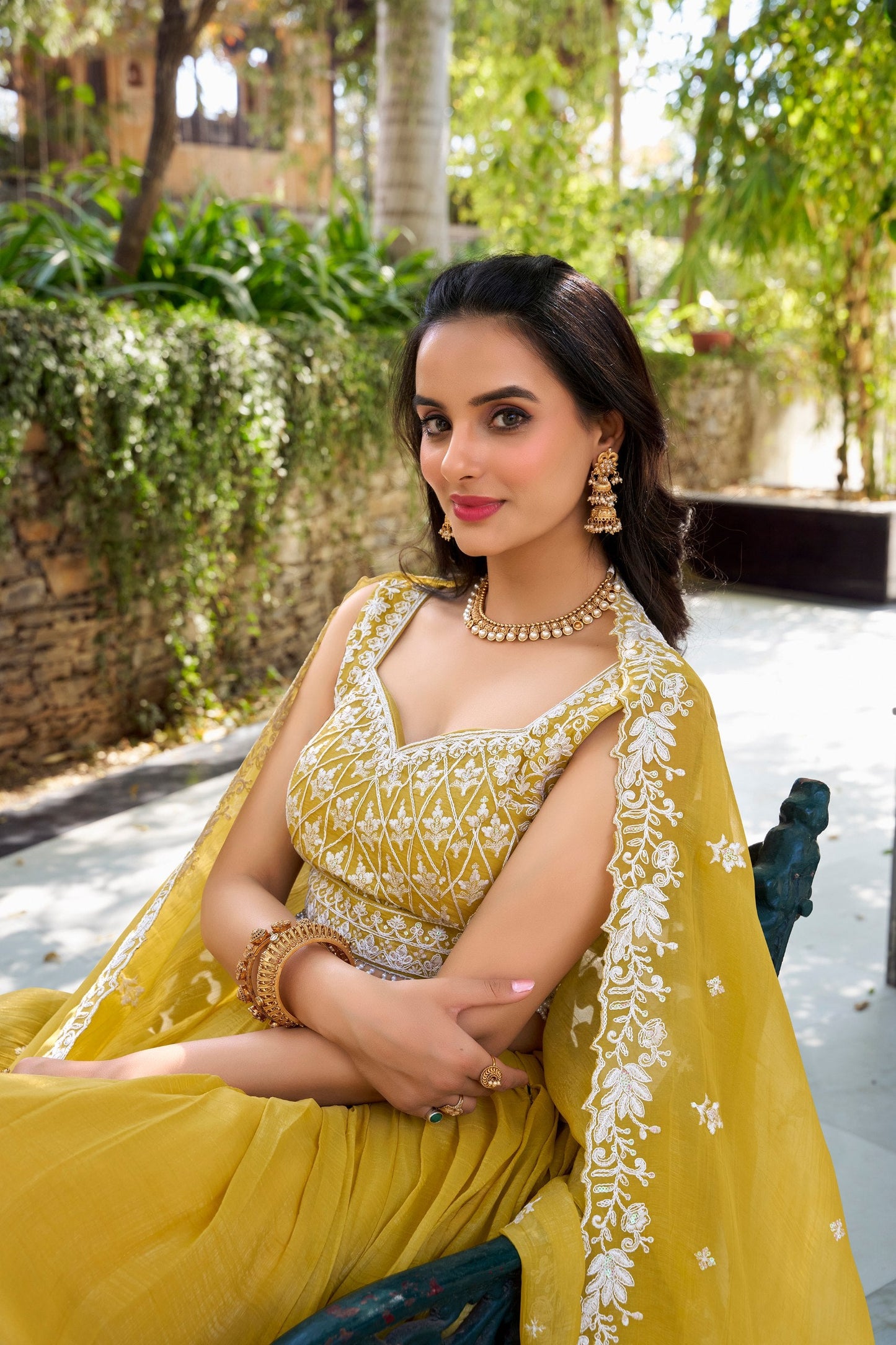 Aisha yellow Gold Crush Heritage Lehenga