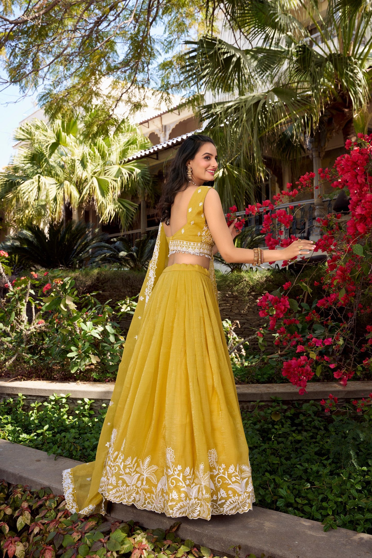 Aisha yellow Gold Crush Heritage Lehenga