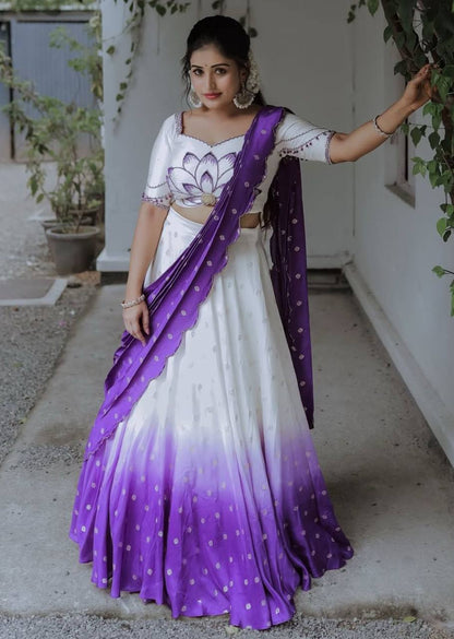 Inara White-to-purple Tradition Style Lehenga