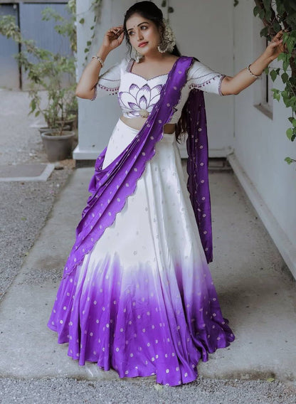 Inara White-to-purple Tradition Style Lehenga