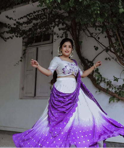 Inara White-to-purple Tradition Style Lehenga