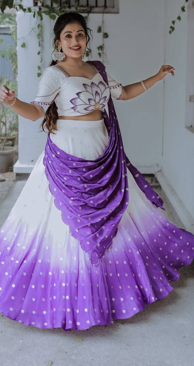 Inara White-to-purple Tradition Style Lehenga