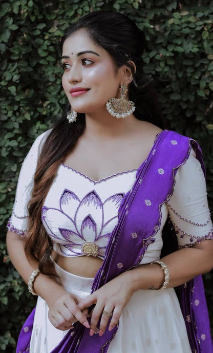 Inara White-to-purple Tradition Style Lehenga