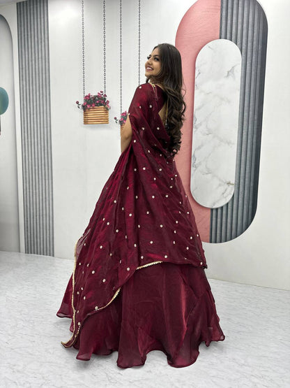 Vaidehi  Embroidered Crop Top With Floral Lahenga Choli