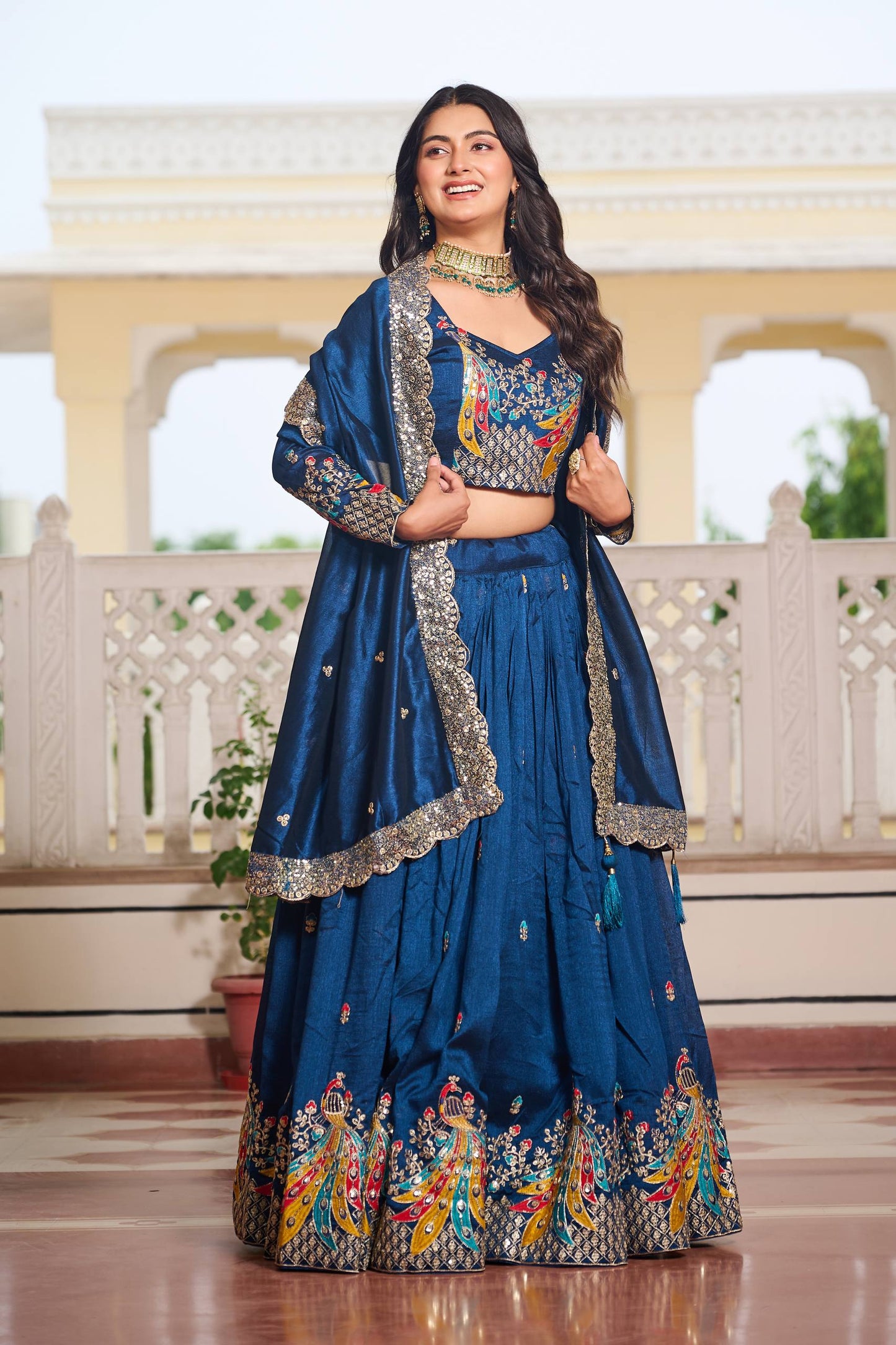 Naira’s Regal Aura: Heavy  Embroidery Sequence & Thred Work Lehenga Choli