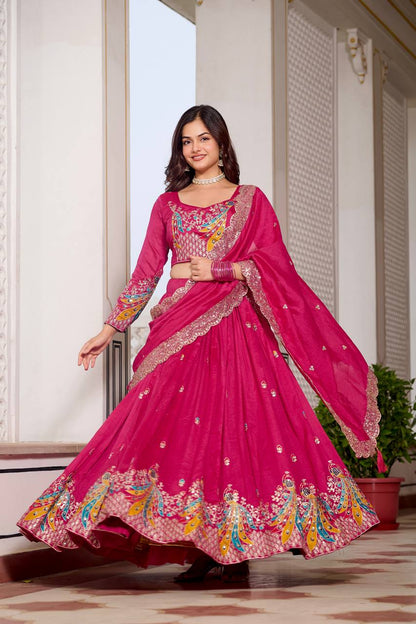 Naira’s Regal Aura: Heavy  Embroidery Sequence & Thred Work Lehenga Choli