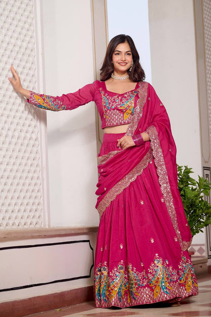 Naira’s Regal Aura: Heavy  Embroidery Sequence & Thred Work Lehenga Choli