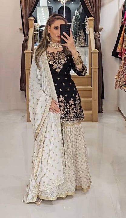 Nazakat Heavy Faux Georgette Sharara Set