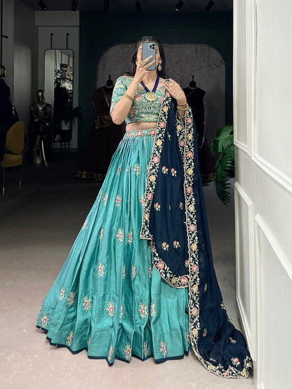 Ruhani’s Teal Blossom Elegance Lehenga Set