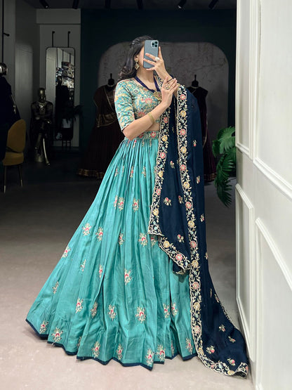 Ruhani’s Teal Blossom Elegance Lehenga Set