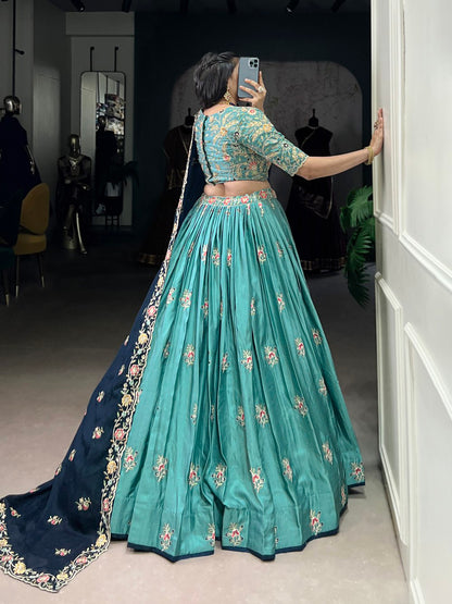 Ruhani’s Teal Blossom Elegance Lehenga Set
