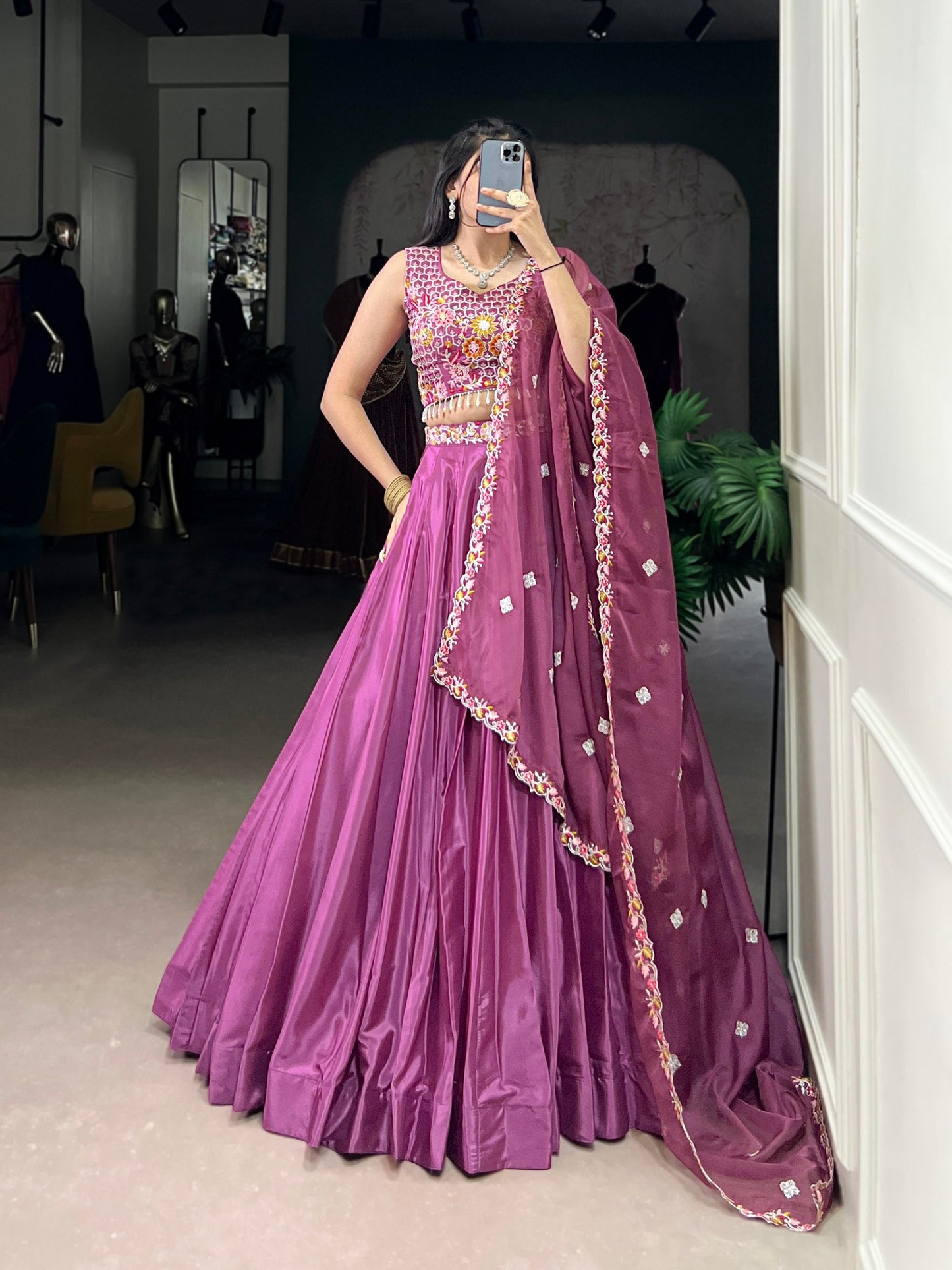 Amaira Royale Magenta Embroidered Silk Lehenga Set