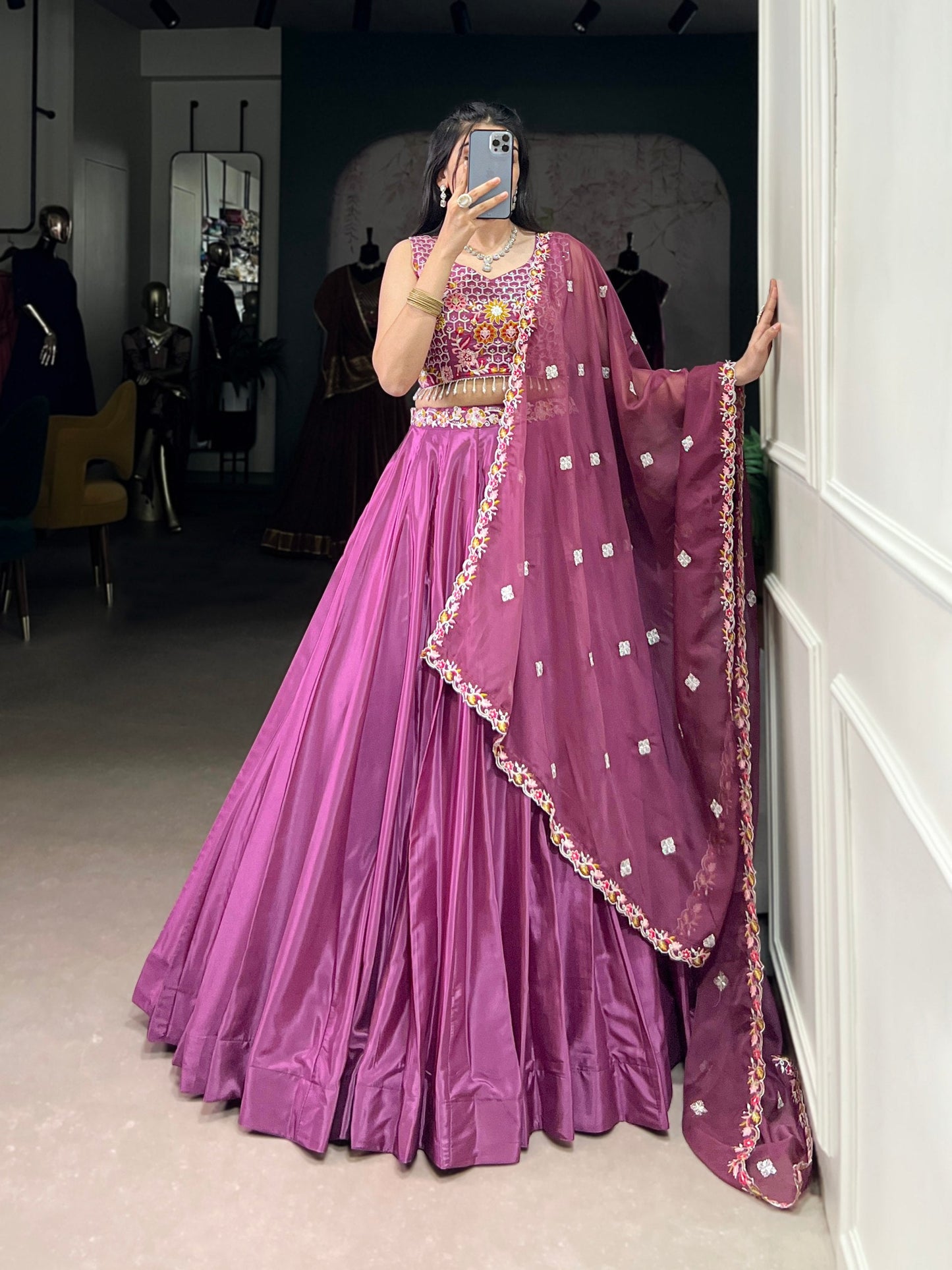 Amaira Royale Magenta Embroidered Silk Lehenga Set