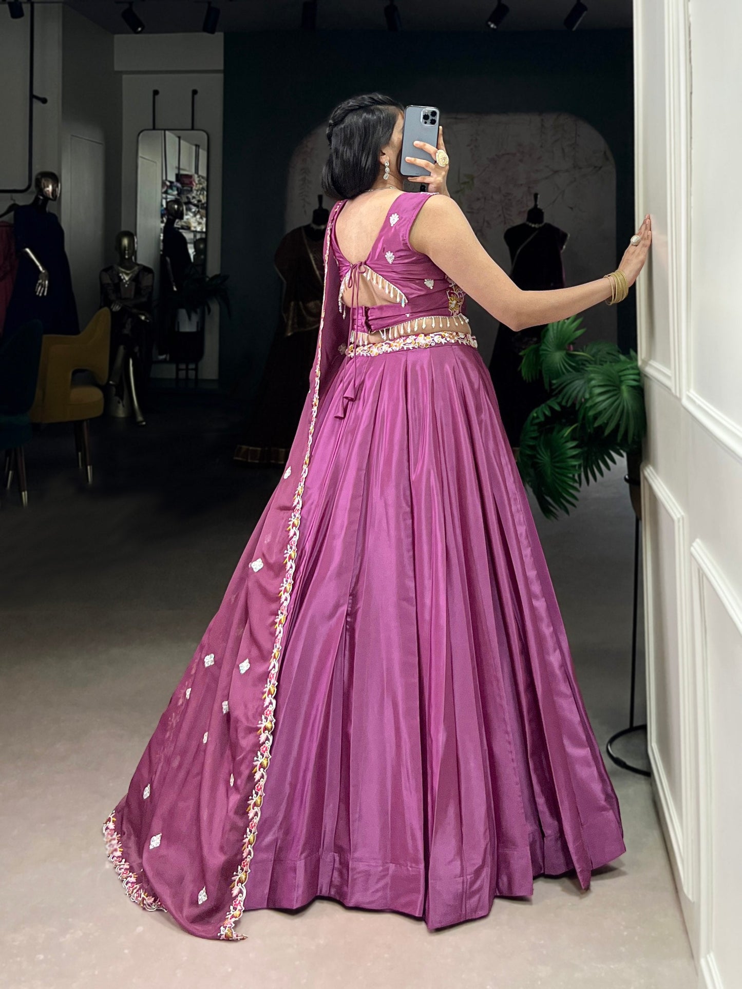 Amaira Royale Magenta Embroidered Silk Lehenga Set