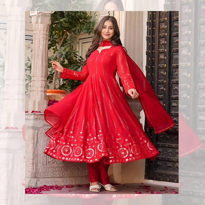 Meher in Bloom Red Heritage Style Anarkali Suit