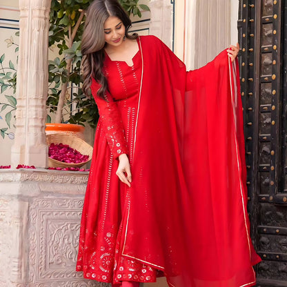 Meher in Bloom Red Heritage Style Anarkali Suit