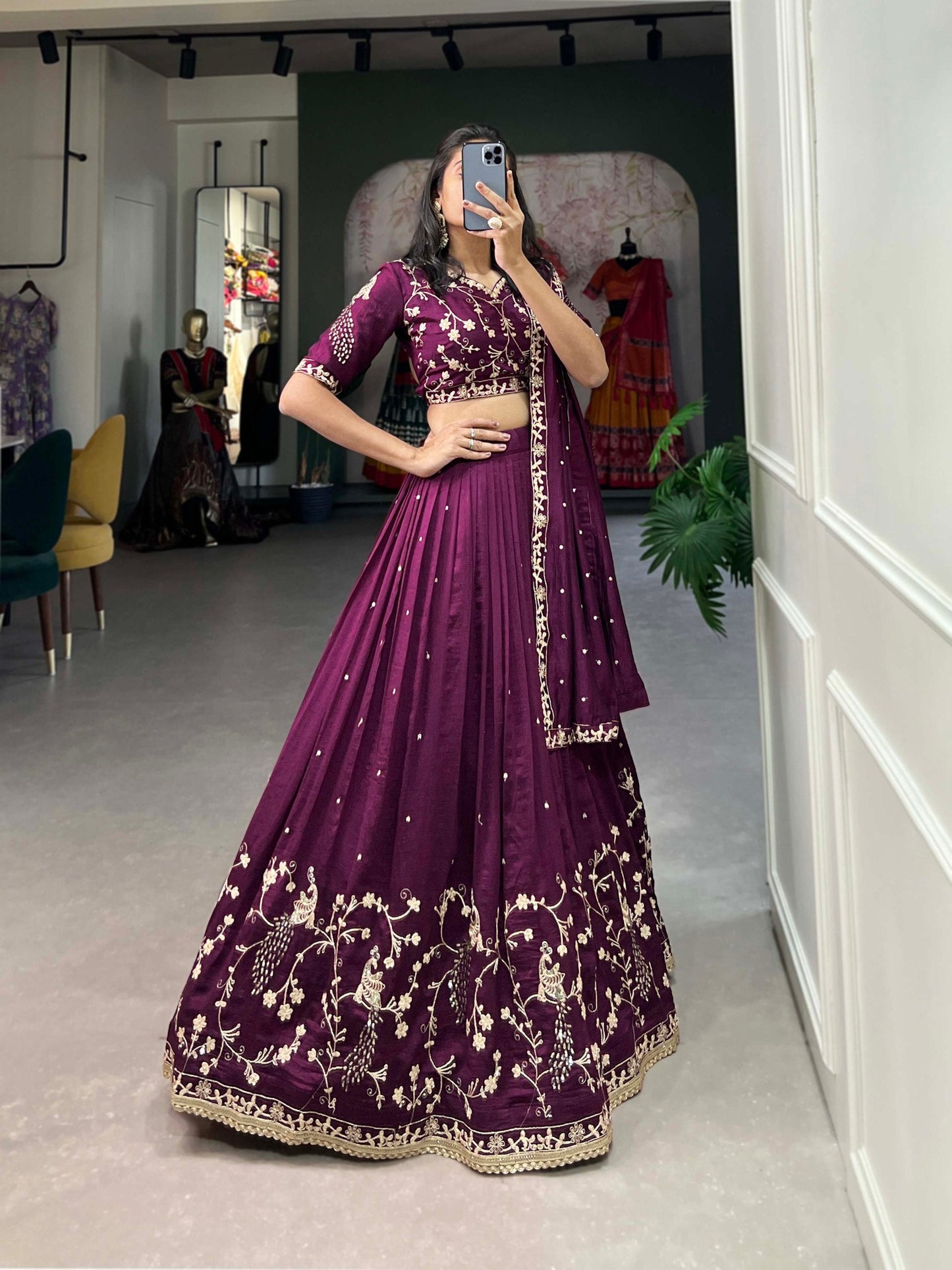 Taarini  Traditional Vichitra Silk Lehenga