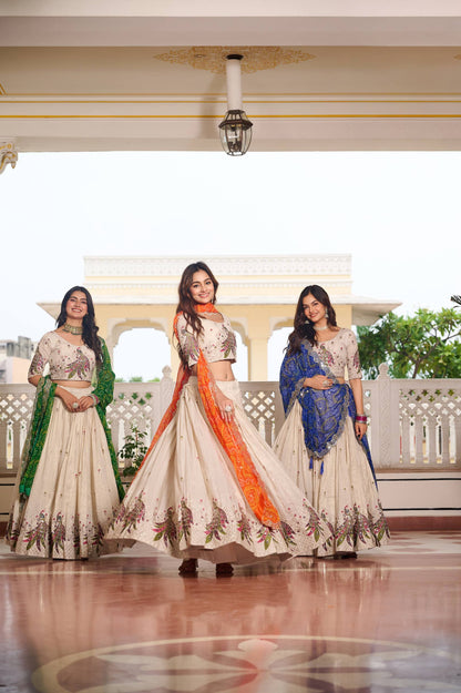 Zakhi Embroidered Lehenga Choli Set with Bandhani Dupatta Magic
