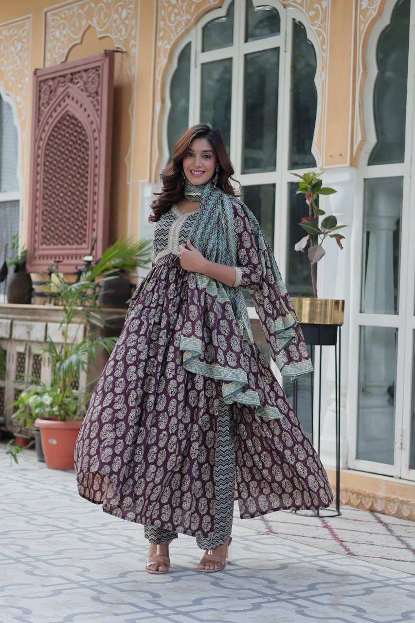 Hetvi Beautiful Pure Cotton Anarkali Suit