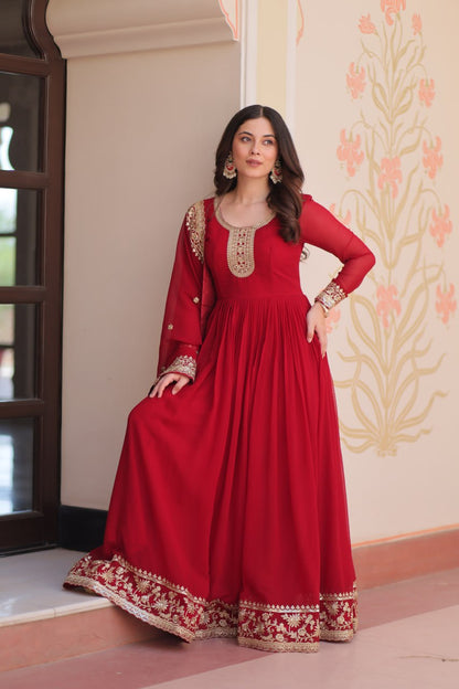 Zehra Heritage Flare – Royal Red & Regal Purple Anarkali Set