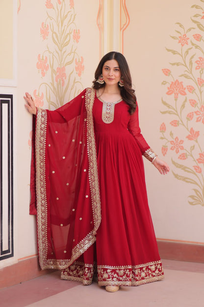 Zehra Heritage Flare – Royal Red & Regal Purple Anarkali Set