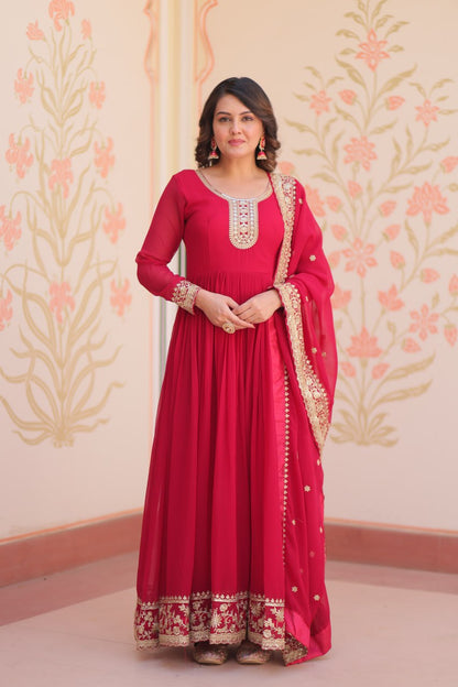 Zehra Heritage Flare – Royal Red & Regal Purple Anarkali Set
