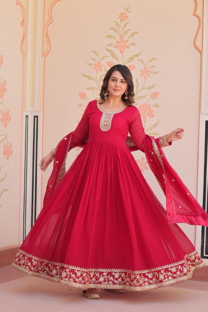 Zehra Heritage Flare – Royal Red & Regal Purple Anarkali Set