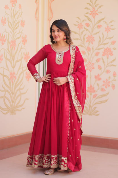 Zehra Heritage Flare – Royal Red & Regal Purple Anarkali Set