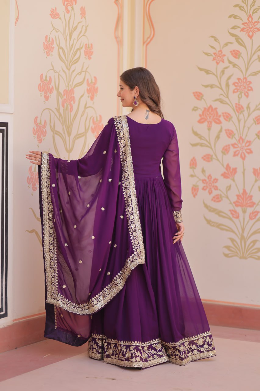 Zehra Heritage Flare – Royal Red & Regal Purple Anarkali Set