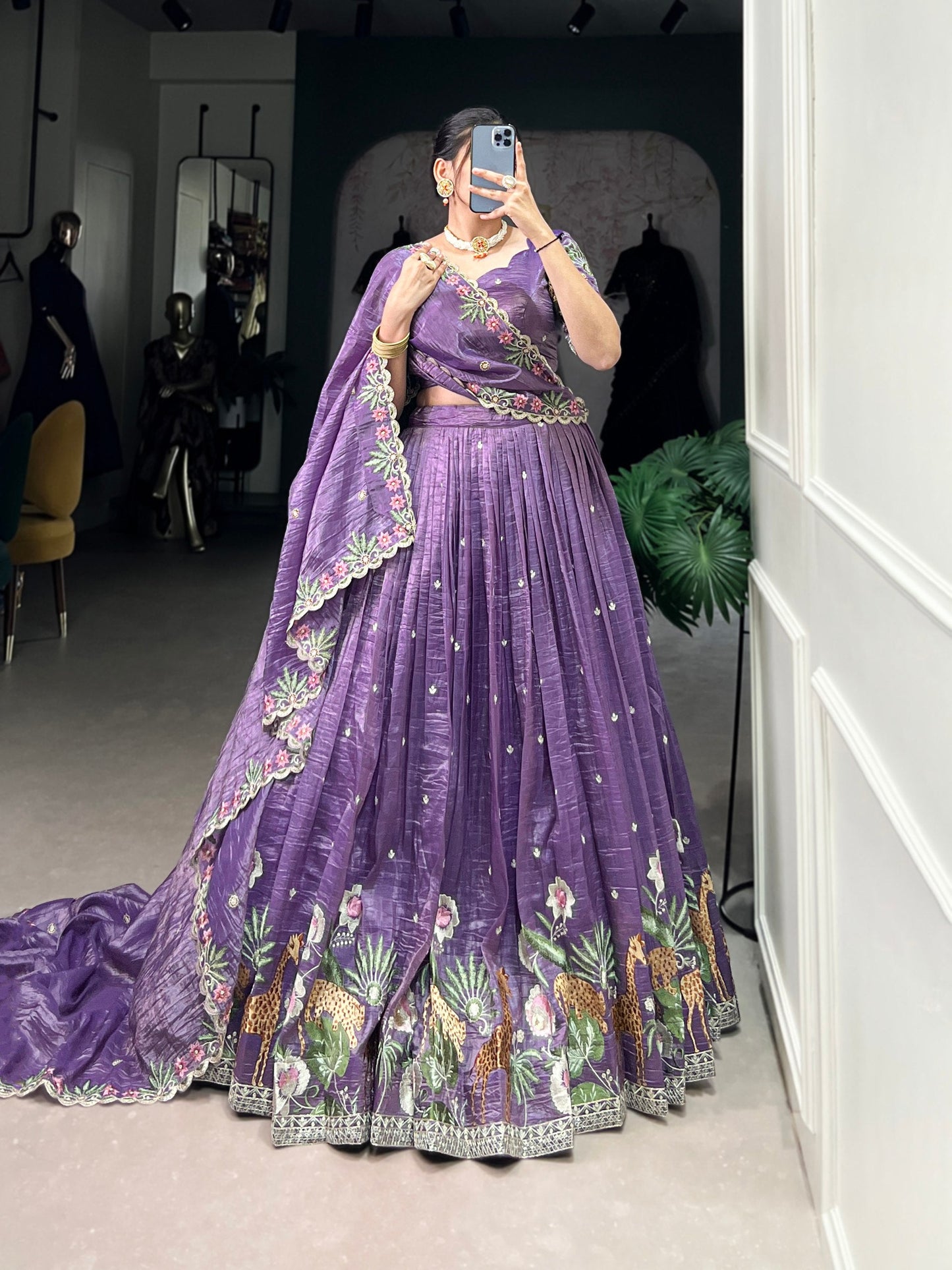 Rashmika Shine Like a Queen In Gold Crush Beauty Lehenga Choli