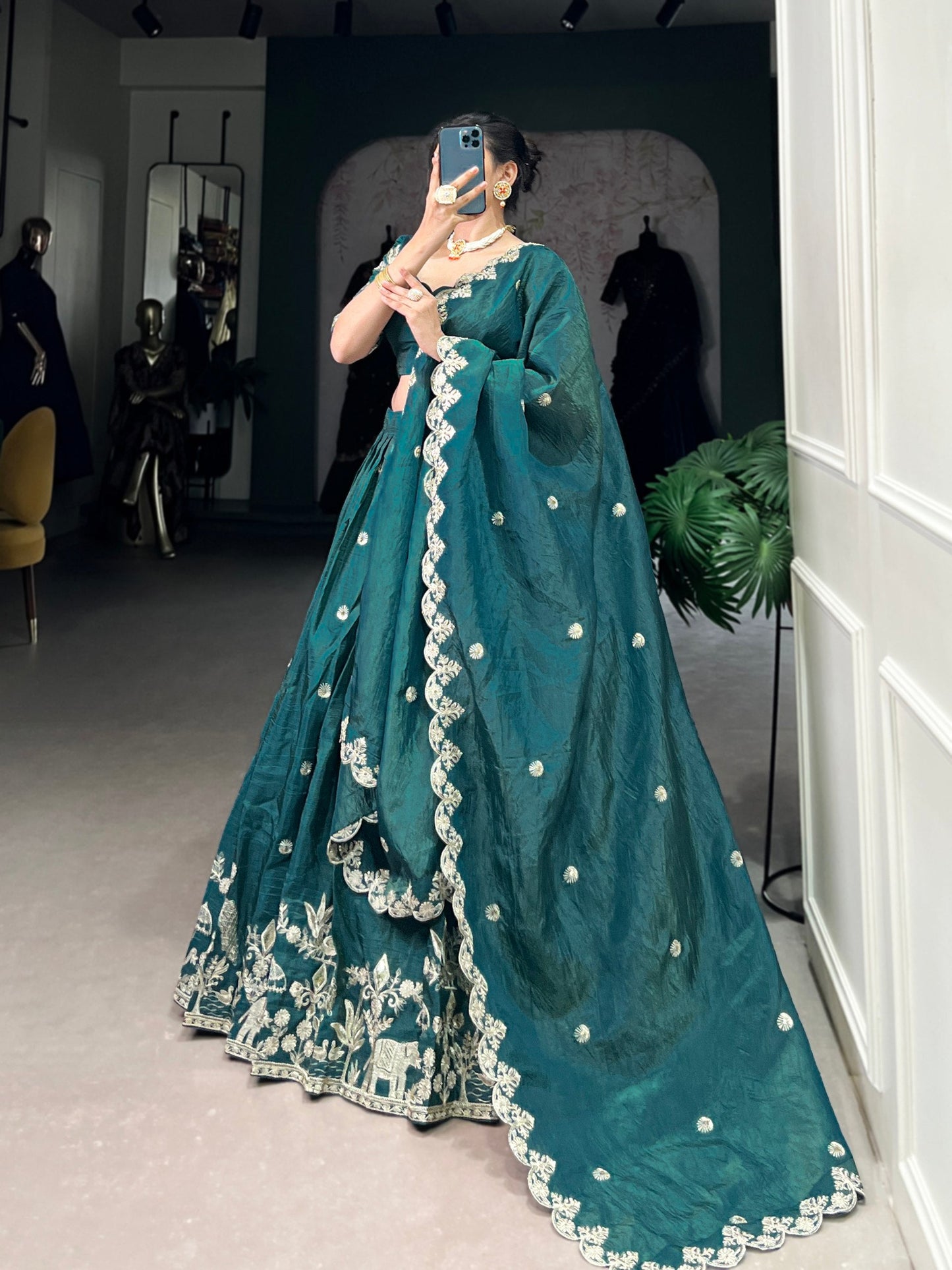 Rashmika Shine Like a Queen In Gold Crush Beauty Lehenga Choli