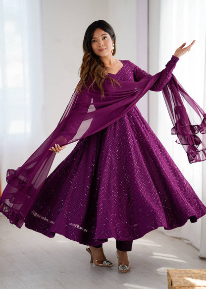Roshni Ruffled Flared Anarkali Set