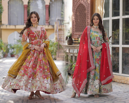 Swarnika  Alia Cut Gown With  Dupatta Set