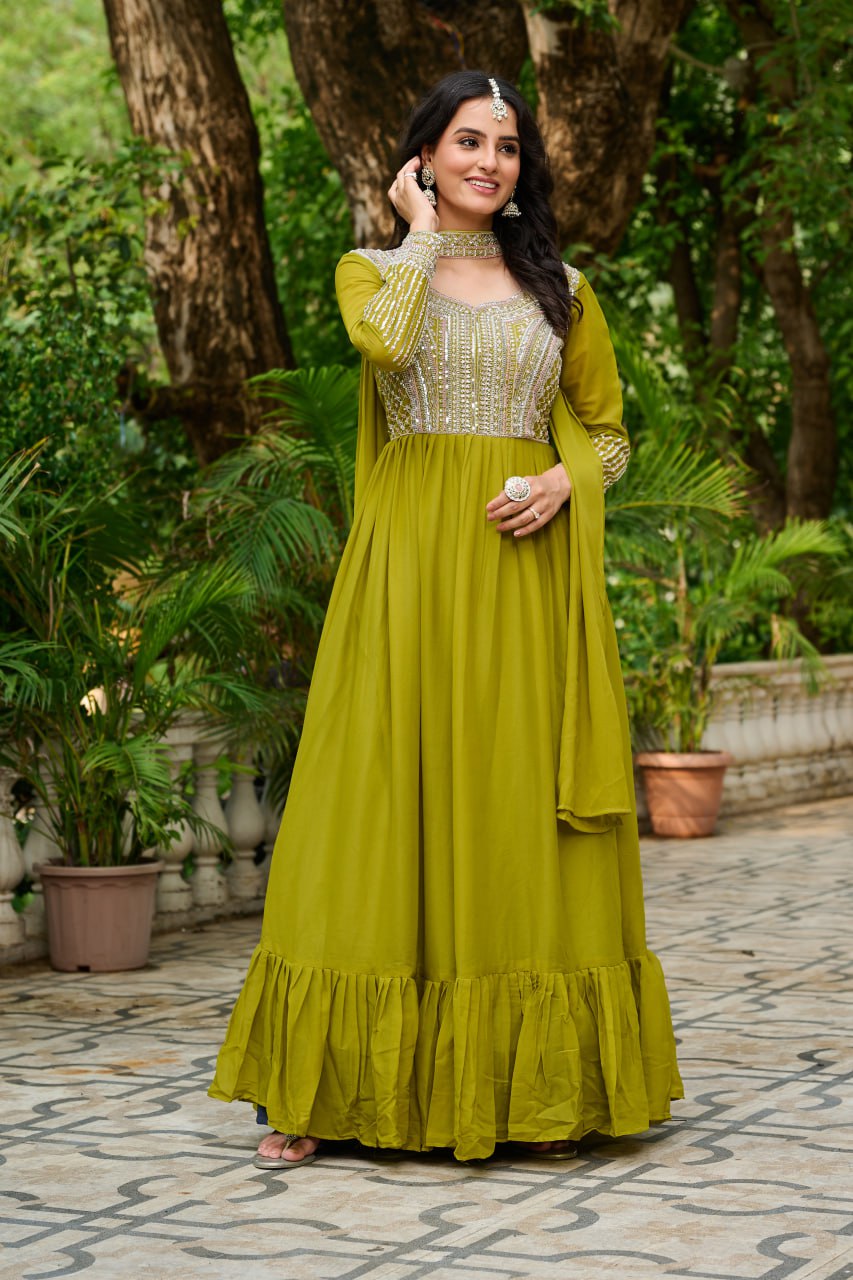 Samara Embroidered Anarkali Gown Set with Dupatta