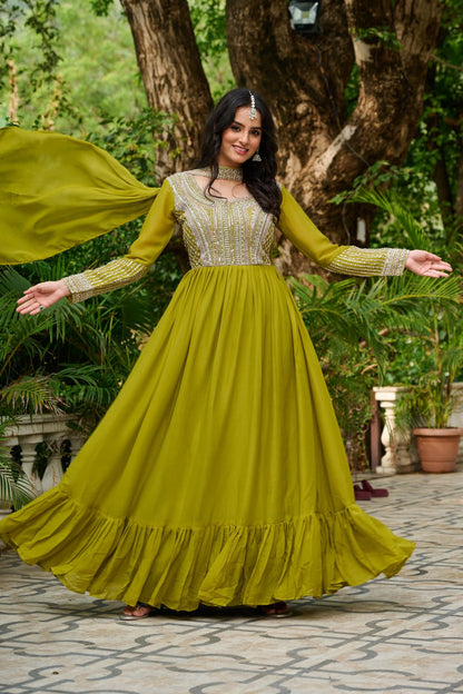 Samara Embroidered Anarkali Gown Set with Dupatta
