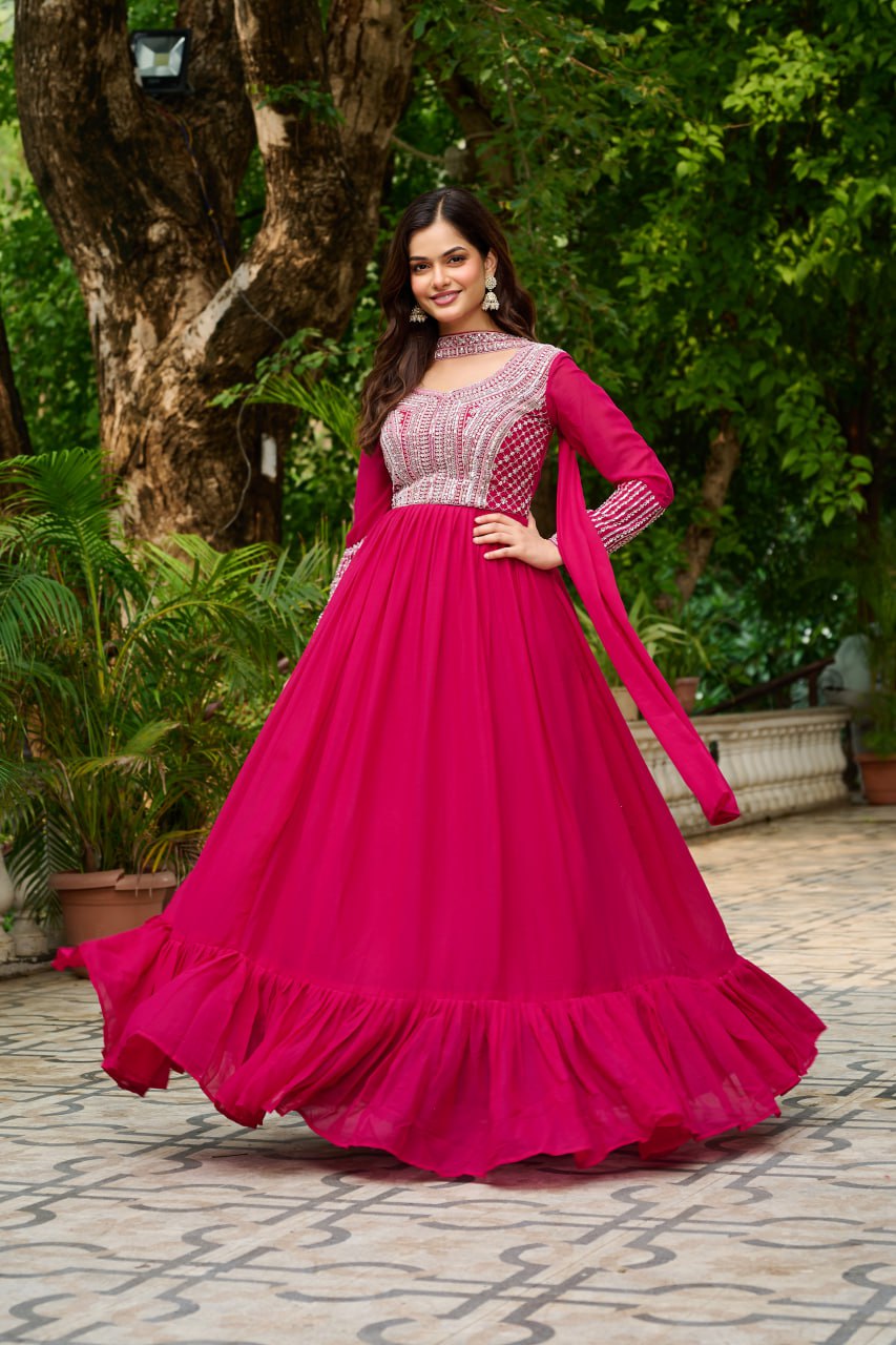 Samara Embroidered Anarkali Gown Set with Dupatta