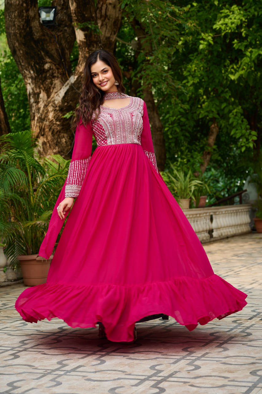 Samara Embroidered Anarkali Gown Set with Dupatta